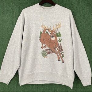 Vintage 90’s Deer Nature Hand Painted Sweatshirt Men’s Size Large USA Made